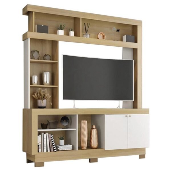 Estante Home Theater Mali para TV até 50 - Móveis Leão NatureOff White